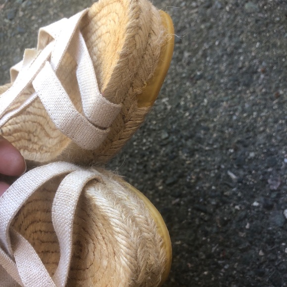 Tory Burch White ankle wrap wedge espadrilles Size 10.5 - Picture 3 of 11